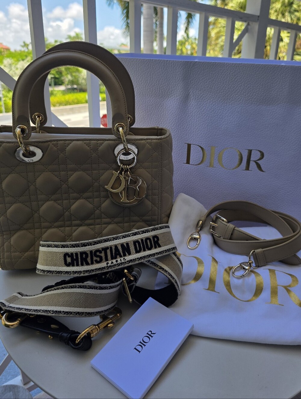 Dior Beige Lady Bag with Gold Hardware - Picture 3 of 16